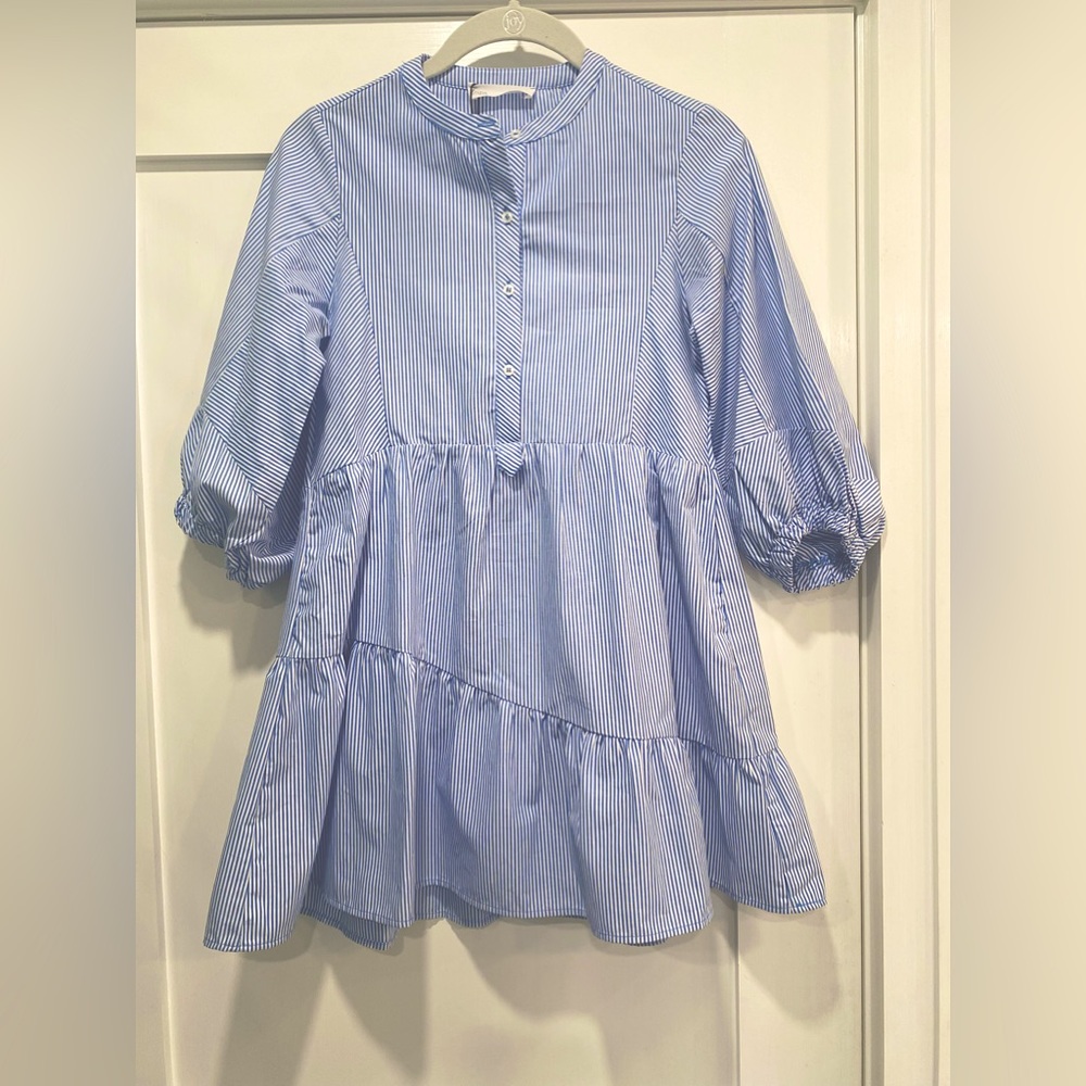 Zara Kids size 8 cotton, striped shirting fabric dress